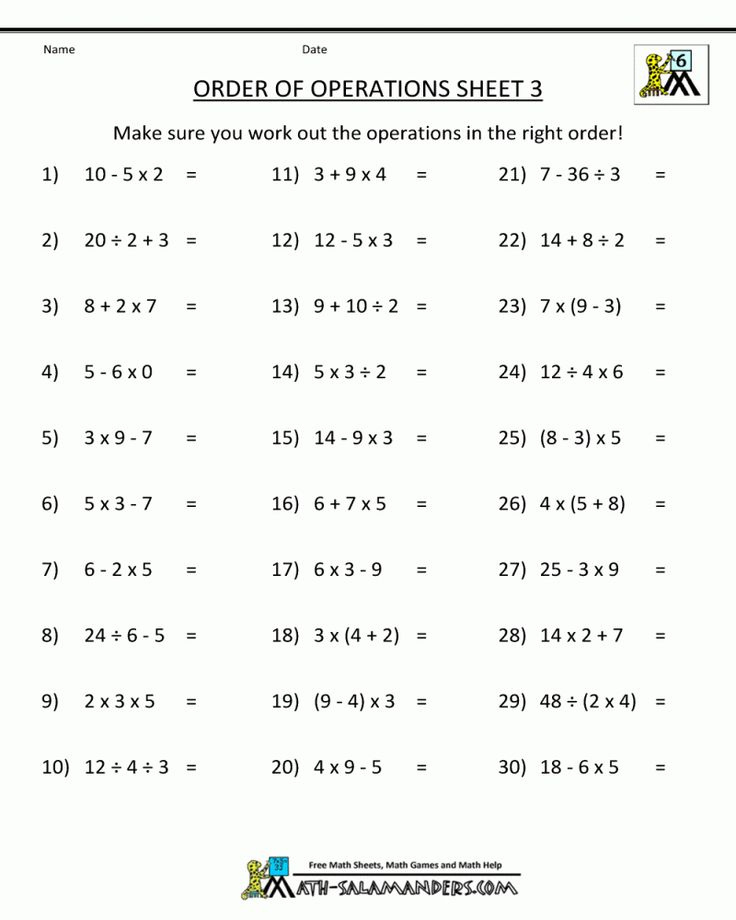 7th Grade In 2020 Pemdas Worksheets Order Of Operations Algebra 