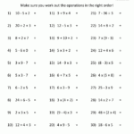7Th Grade Math Pemdas Worksheets Rule Order Of Operations Tiktokcook
