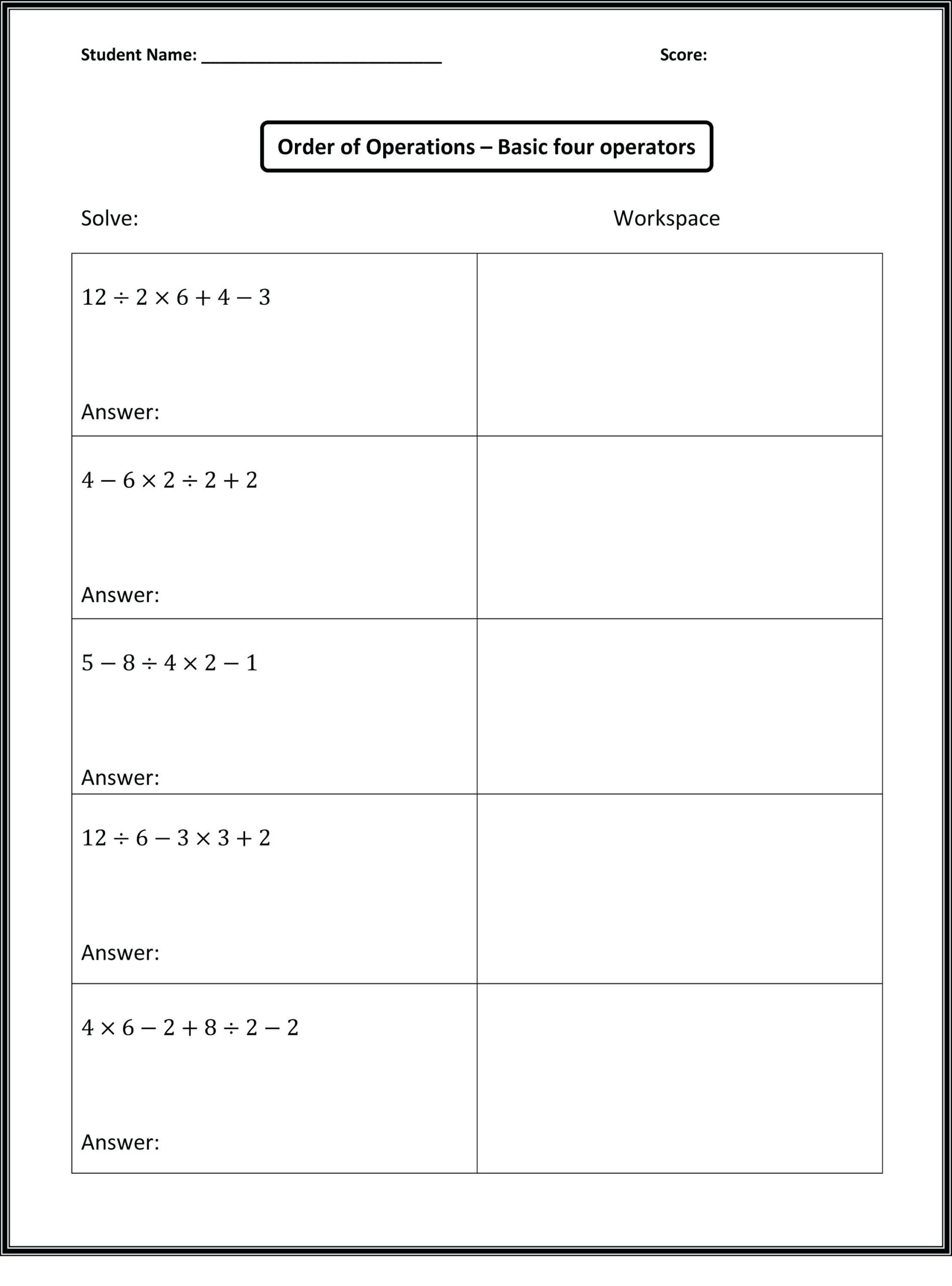 7Th Grade Math Worksheets Free Printable With Answers Db excel