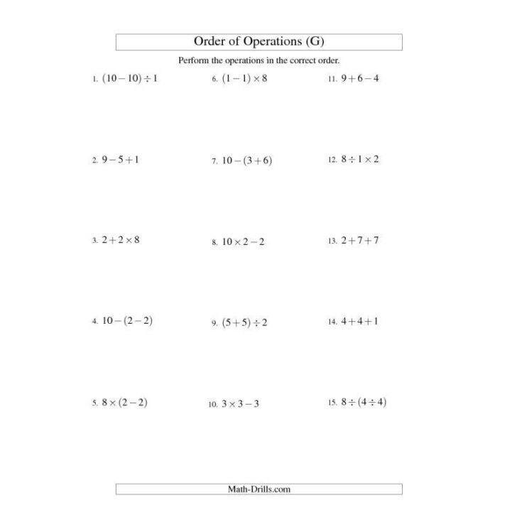 Order Of Operations With Absolute Value Worksheet