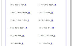 Adding And Subtracting Negative Numbers Worksheets