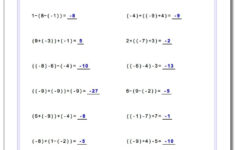 Adding And Subtracting Negative Numbers Worksheets
