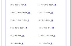 Adding And Subtracting Negative Numbers Worksheets