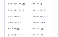 Adding And Subtracting Negative Numbers Worksheets