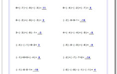 Adding And Subtracting Negative Numbers Worksheets