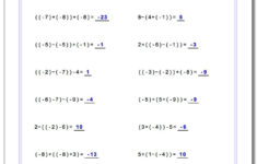 Adding And Subtracting Negative Numbers Worksheets