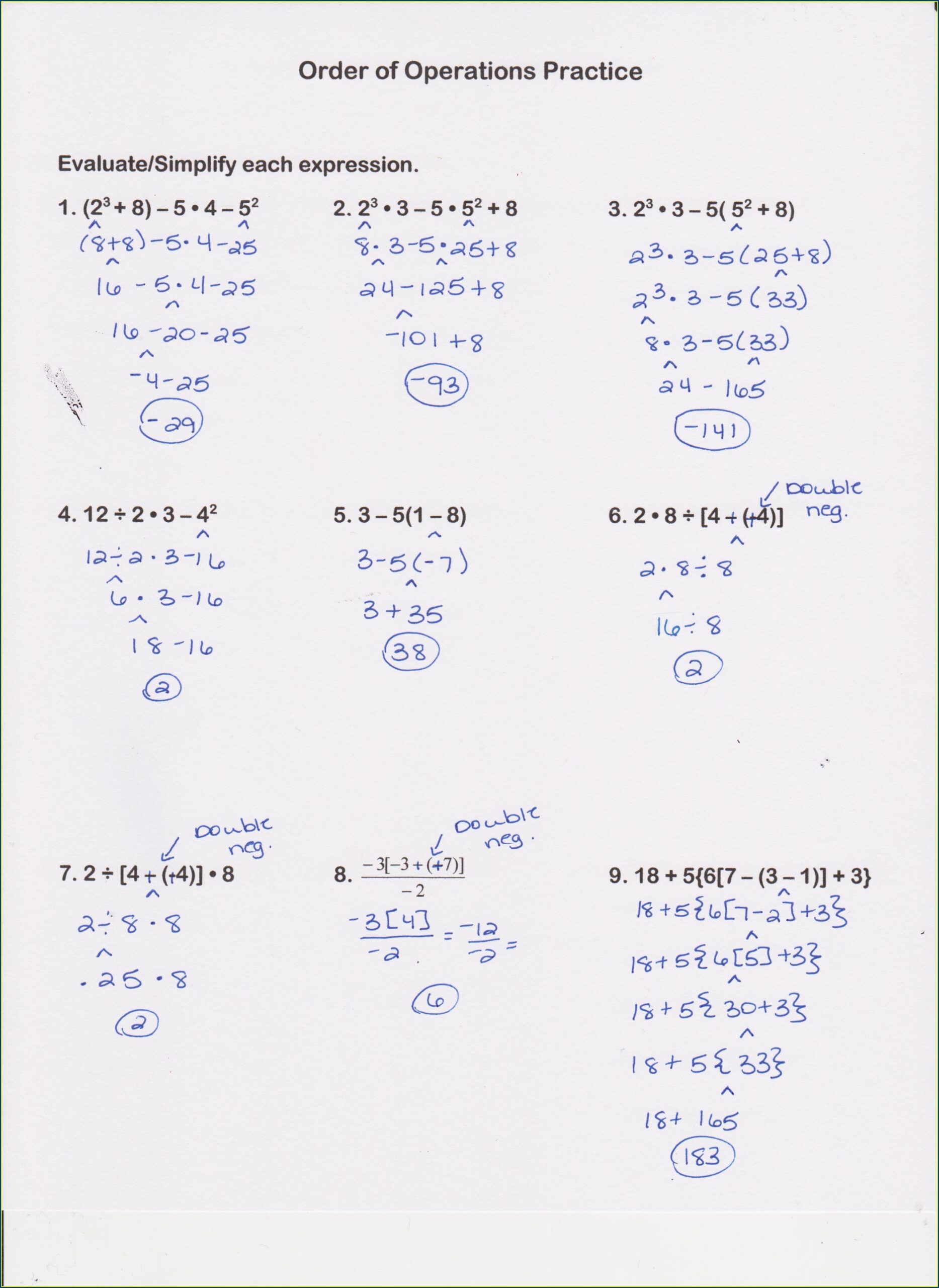 Advanced Order Of Operations Worksheet Answer Key Worksheet Resume 