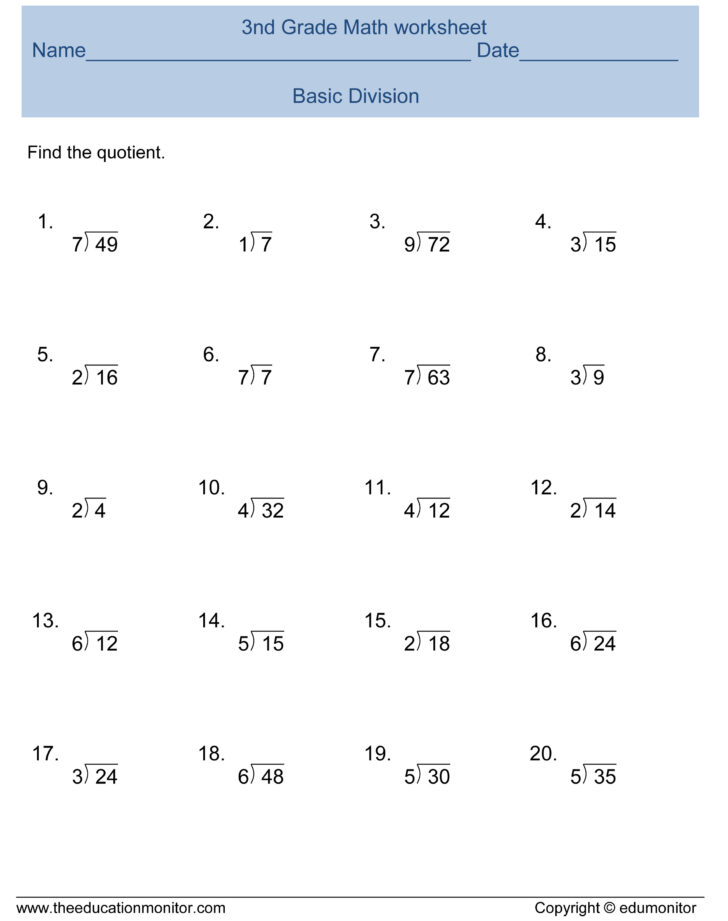 Division Math Worksheets For Kids