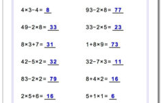 Basic Order Of Operations Worksheet Basic Order Of Operations