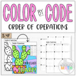 Color By Number Cactus Order Of Operations TEKS 5 4F Kraus Math