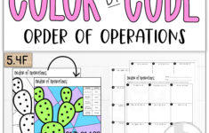 Color By Number Cactus Order Of Operations TEKS 5 4F Kraus Math