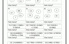 Decimal Place Value Chart Worksheet 6th Grade Worksheets Tenths 4 On