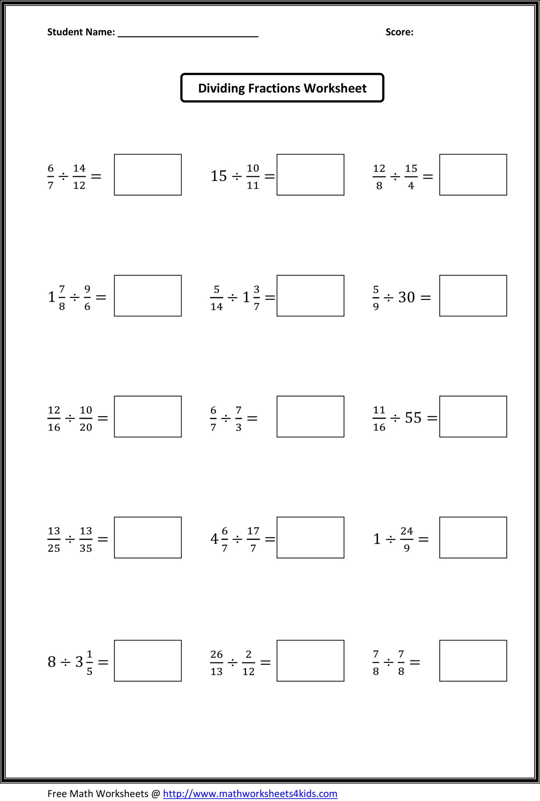 Dividing Fractions Worksheets Dividing Fractions Worksheets 