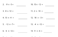 Elementary Algebra Multiply Integers Worksheet