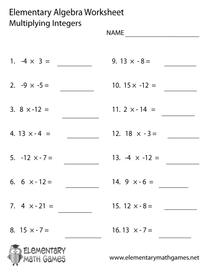 Math Integers Practice Worksheets