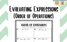 Evaluating Expressions Order Of Operations Worksheet FREEBIE