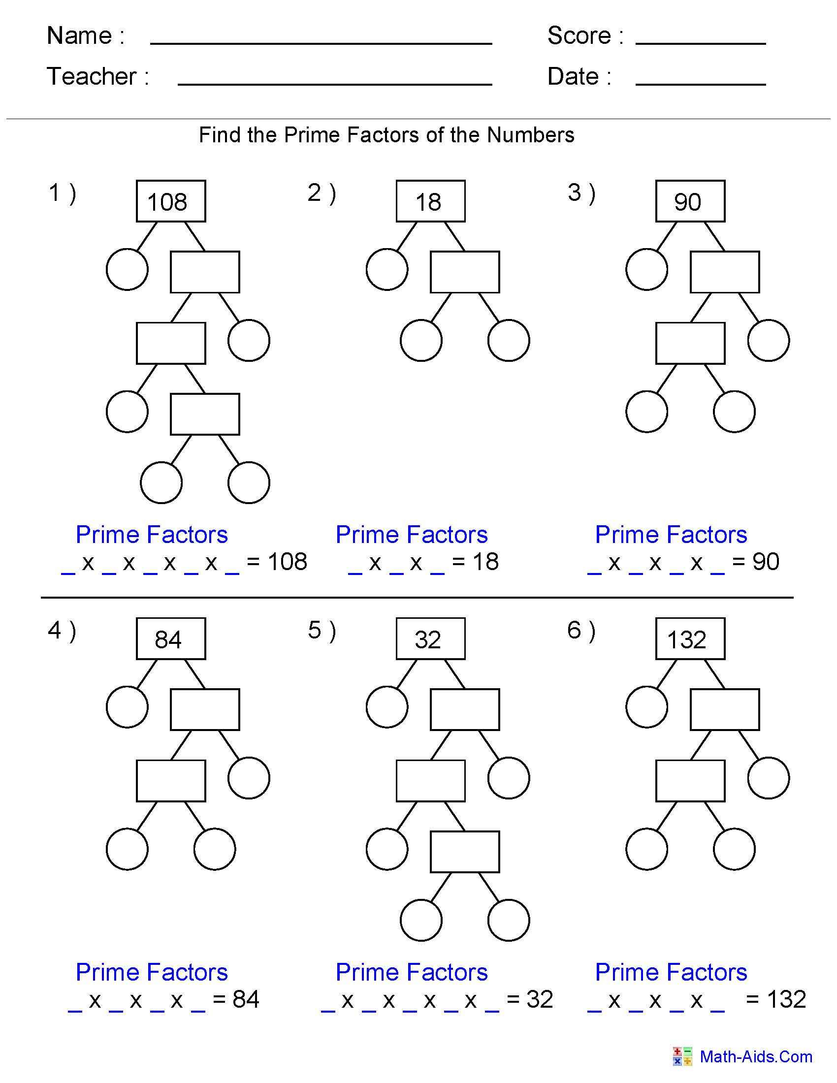 Factor Tree Worksheet Print Printable Worksheets And Activities For 