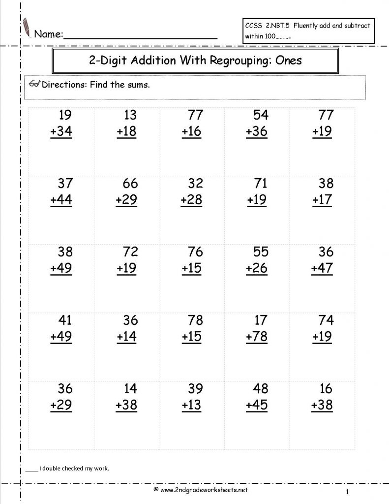 Free Math Worksheets And Printouts Second Grade Printable Worksheets 