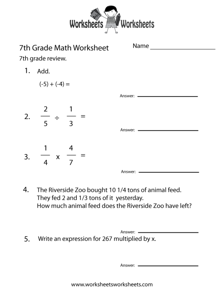 Printable Worksheets For 7th Grade
