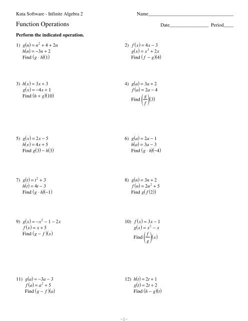 Function Notation Worksheet Kuta Worksheet