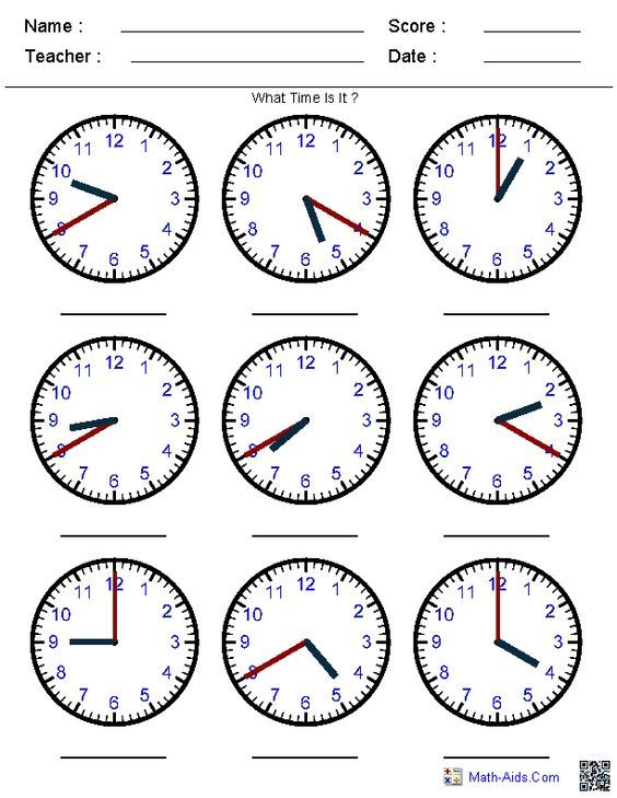 Generate Random Clock Worksheets For Pre K Kindergarten 1st 2nd 3rd 
