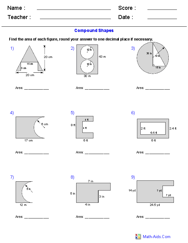 Geometry Worksheets Area And Perimeter Worksheets Geometry 