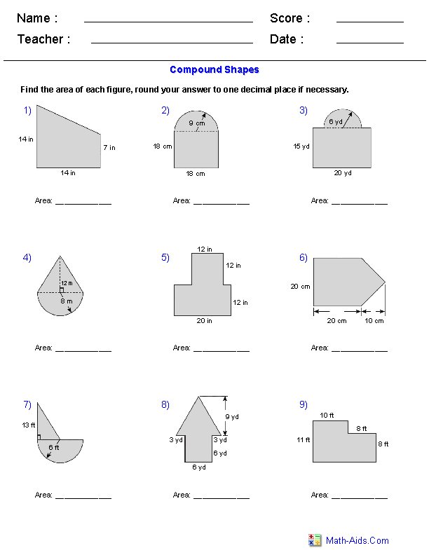 Compound Shapes Worksheet Math Aids