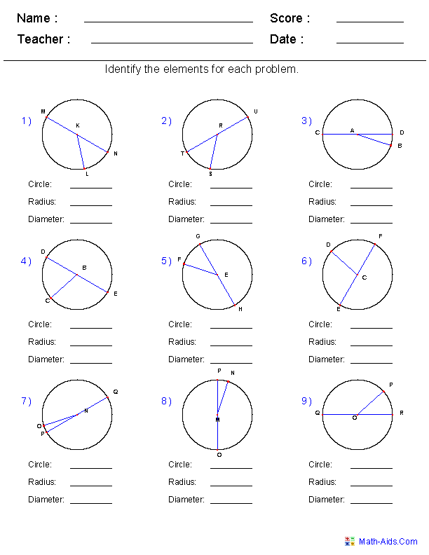 Geometry Worksheets Circle Worksheets Geometry Worksheets Circle 