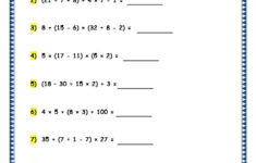 Grade 4 Maths Resources 1 8 Order Of Operations Printable Worksheets