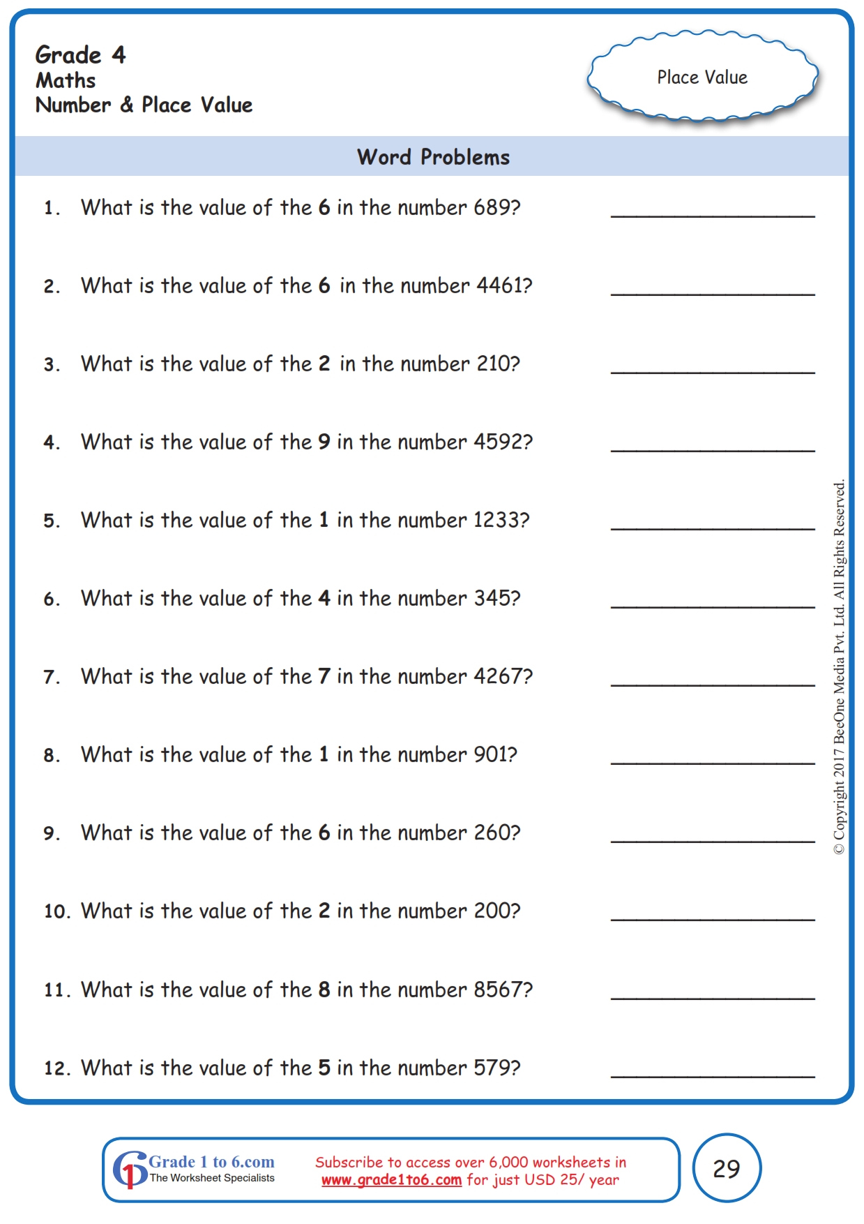 Place Value Worksheets Grade 4 Order Of Operation Worksheets