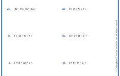 Grade 5 Class 5 Order Of Operation Worksheets Math Fact Worksheets