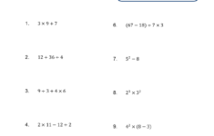 Grade 5 order operations Worksheet