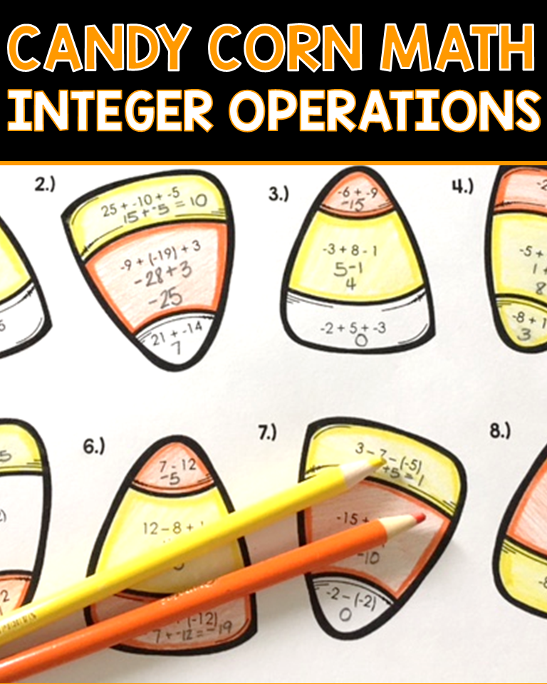 Halloween Integer Operations Practice Worksheets Integers 8th Grade 