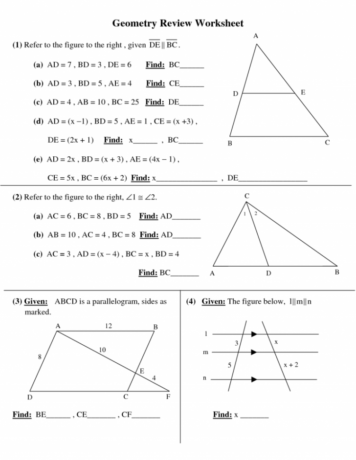 Math Worksheets Geometry High School