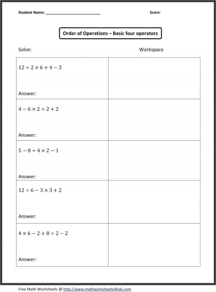 Math Antics Order Of Operations Worksheets