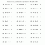Image Result For Order Of Operations Worksheet 7th Grade Math