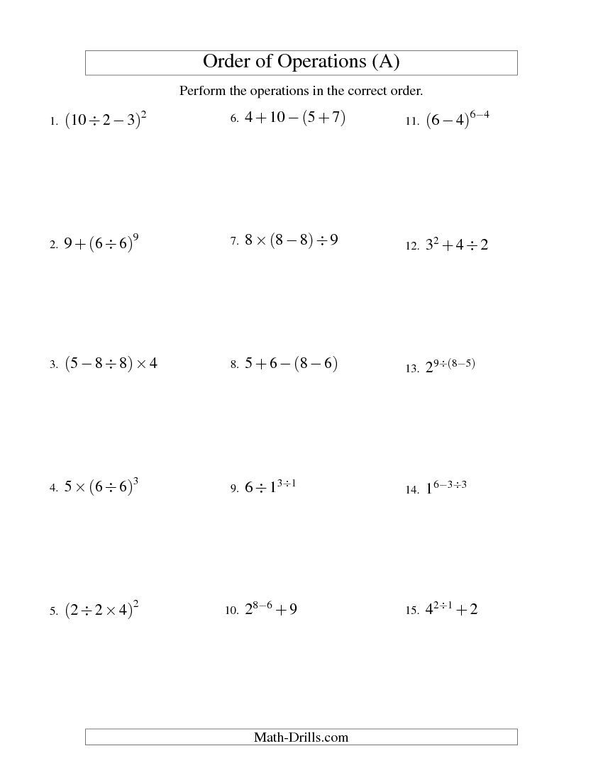 Integers Order Of Operations Three Steps A Order Of Operations 
