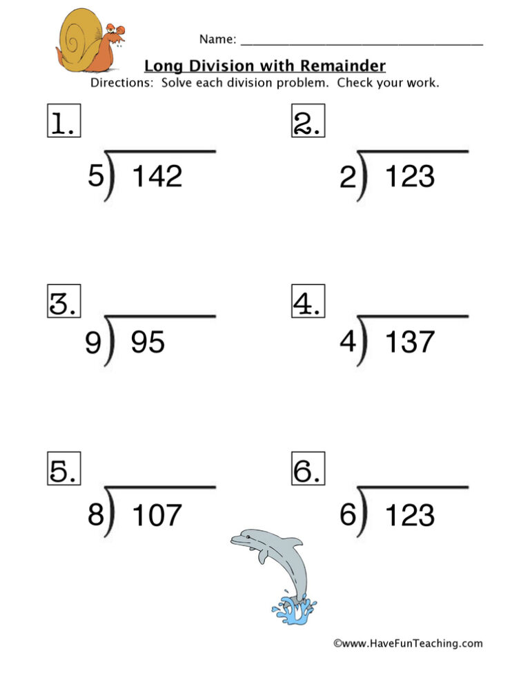 New Division Math Problem Long Division Math Problems Worksheets | Order of Operation Worksheets