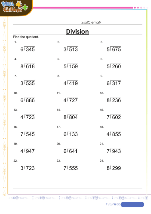 Long Division Worksheets And Answers
