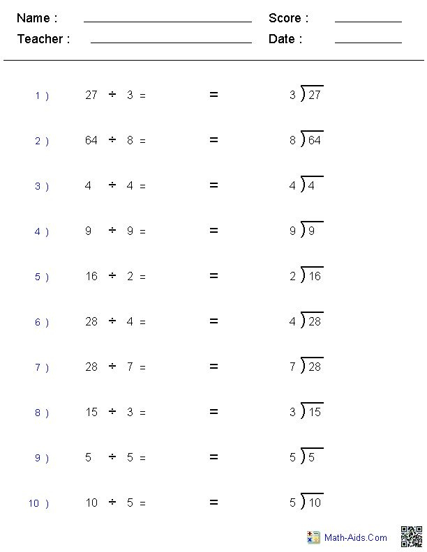 Math Aids Division Worksheets Decimal Division Worksheet Order Of 