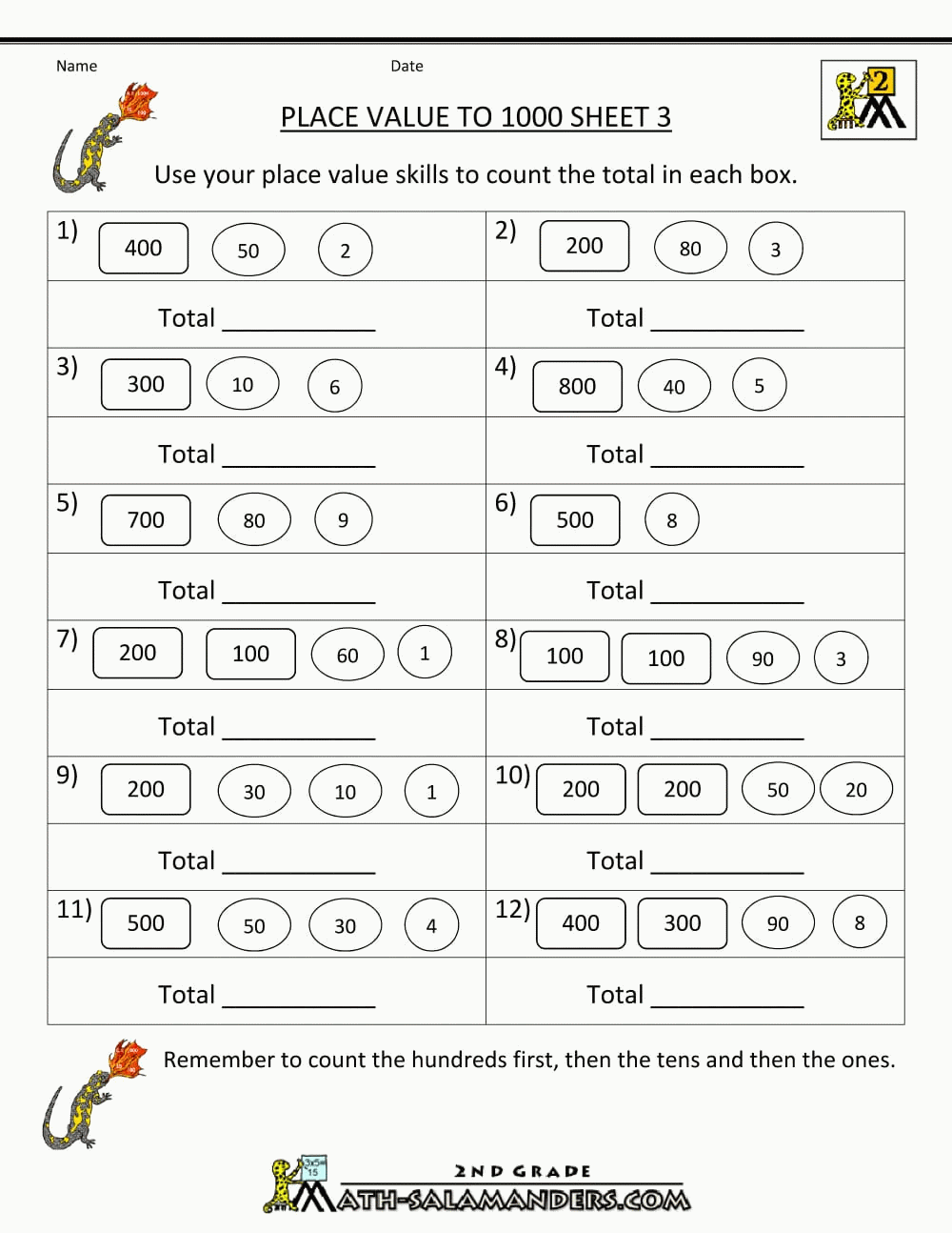 Math Place Value Worksheets To Hundreds Db excel