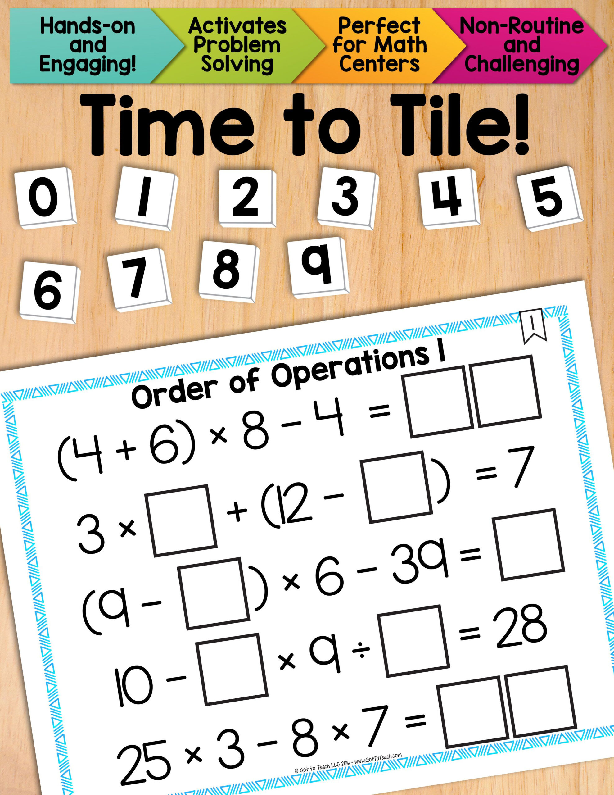 Math Tiles Order Of Operations 1 Without Exponents Math Centers 