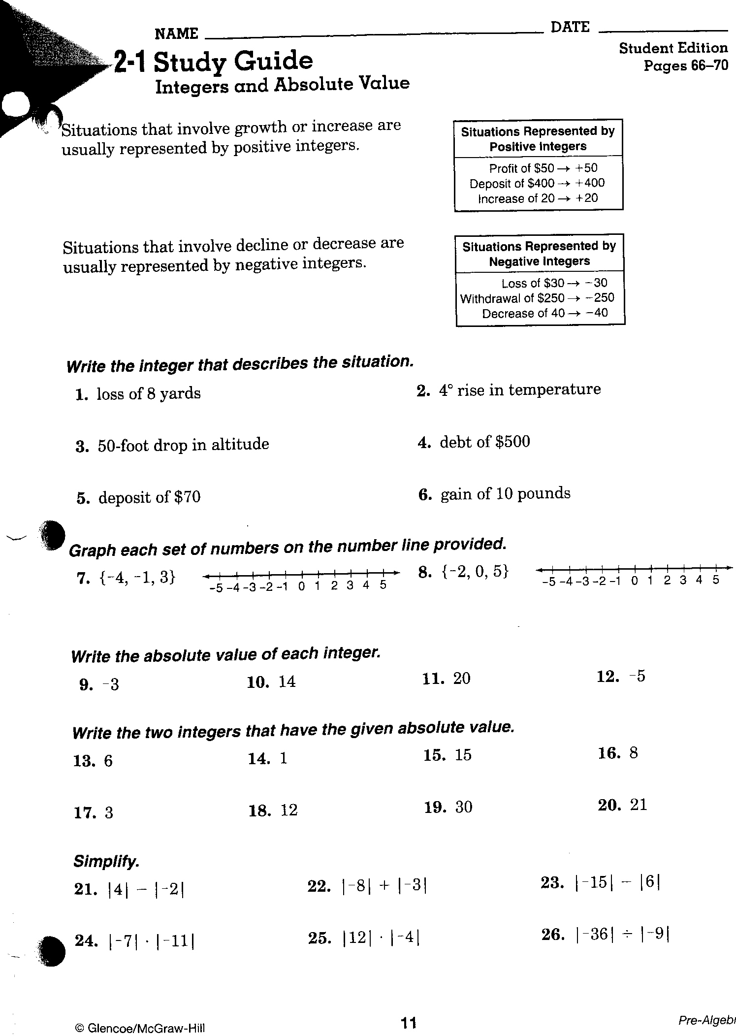 Math Worksheets On Integers For 7th Grade 857923 Free Worksheets Samples