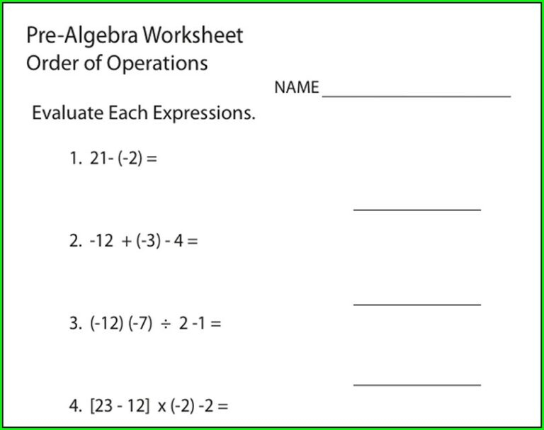 Math Worksheets Order Of Operations With Variables Worksheet Resume 