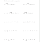 Missing Numbers Order Of Operations Worksheet With Answer Key Download