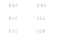 Mixed Operations With Three Fractions Including Improper Fractions A