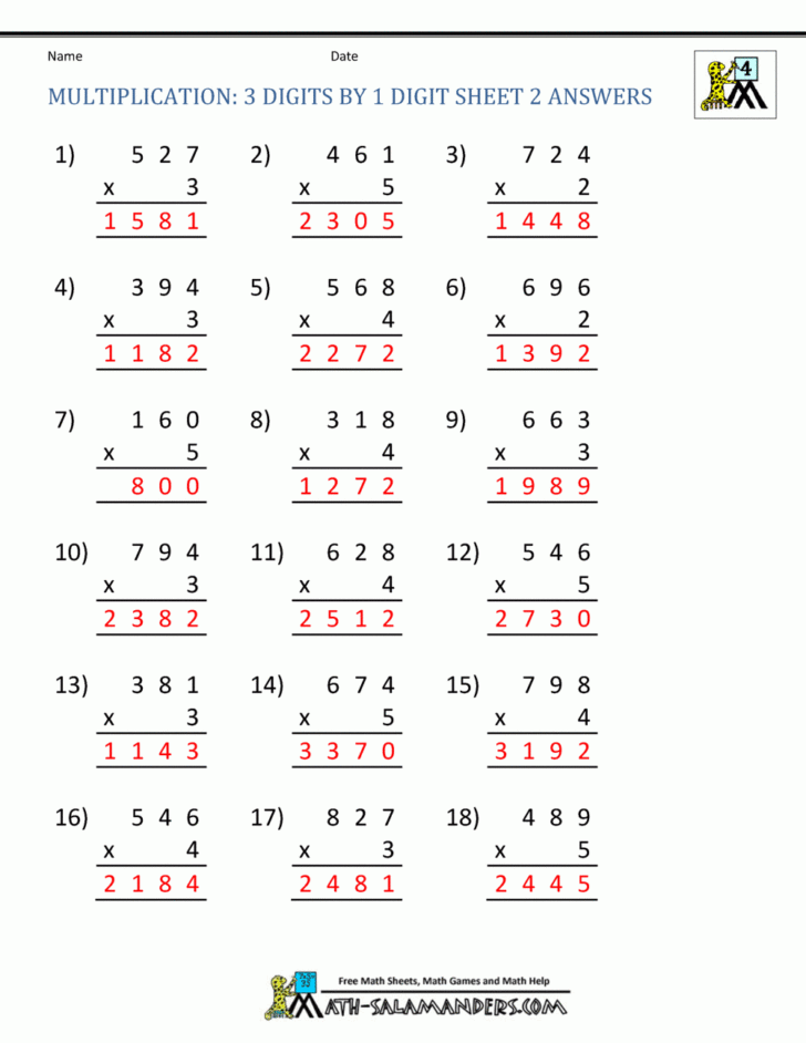 Math Worksheets For Multiplication