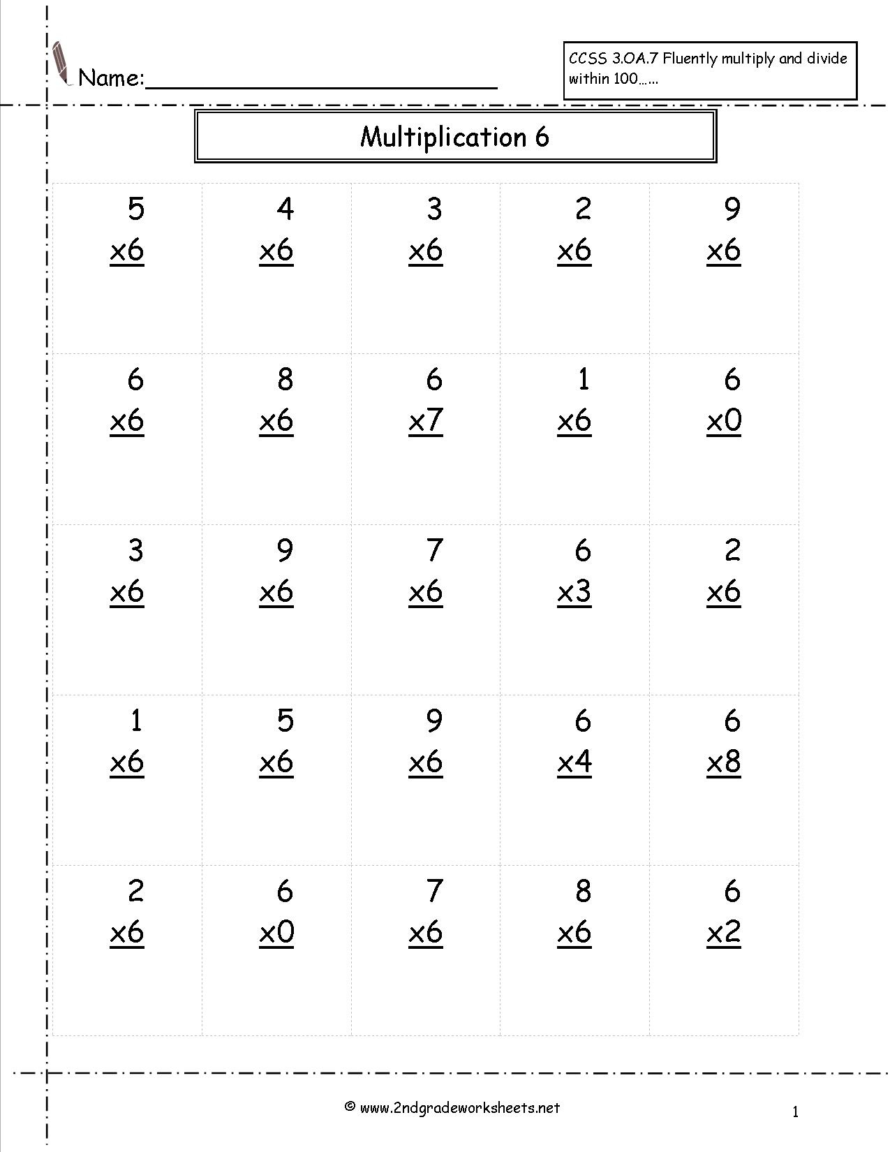 Multiplication Worksheets K5 Learning Printable Multiplication Flash 