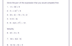 Number Sense Numeration Grade 8 Order Of Operations Math