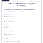 Number Sense Numeration Grade 8 Order Of Operations Math Fact